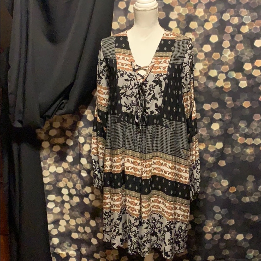 ✨MYSTREE FLORAL PRINT LACE UP DRESS BOHO STYLE✨ - Picture 7 of 8